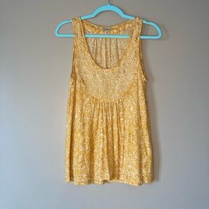Lucky Brand Yellow Tribal Print XS Tank Beading summer cool
Very good condition